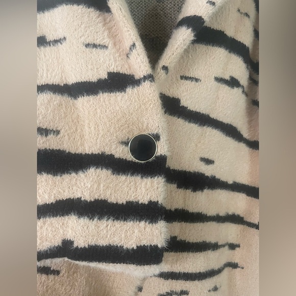 Calligraphie Tiger Stripe Single Button Overcoat Cardigan Size Medium - Picture 2 of 6